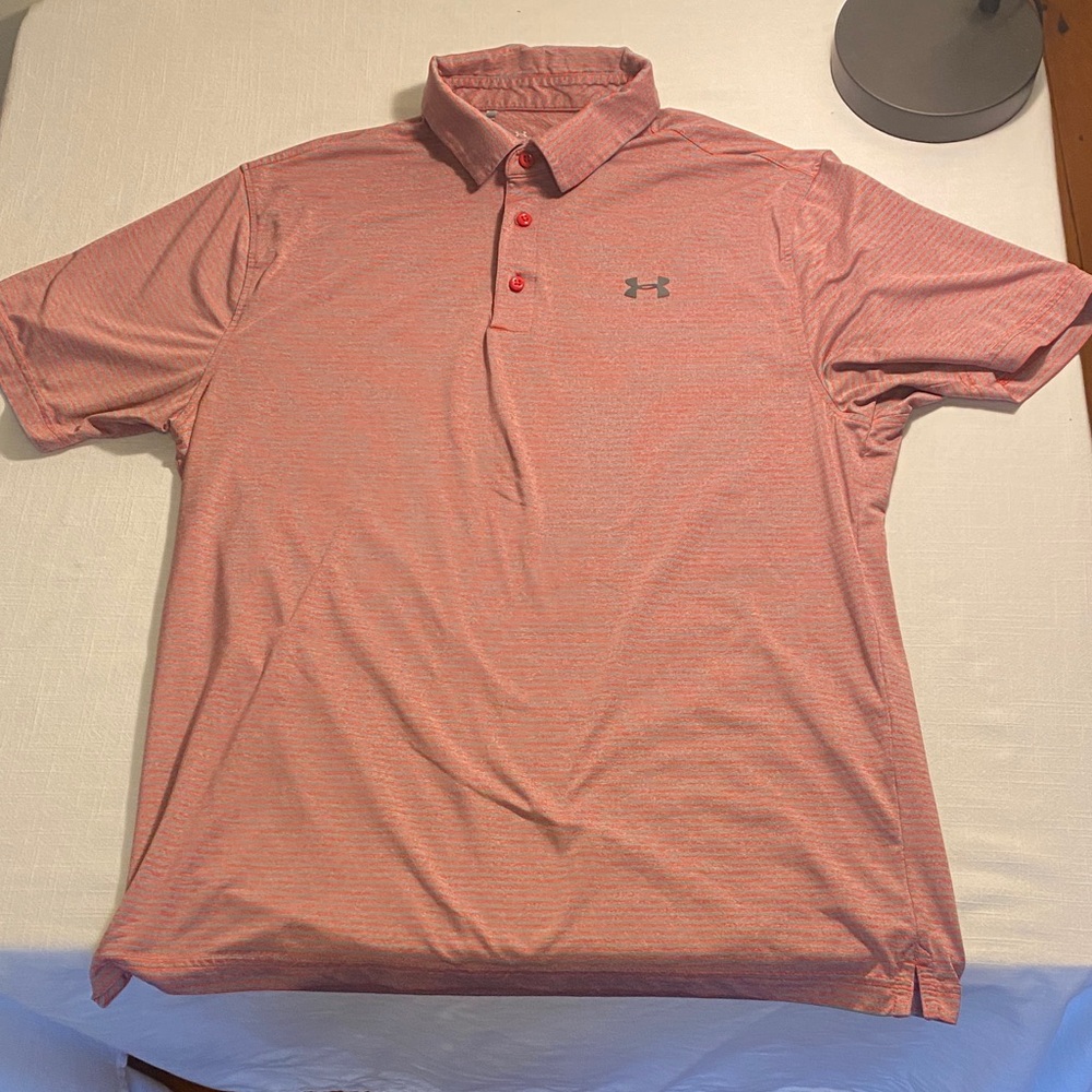 ⛳️ Under Armour Men’s Tech Performance Polo – Coral Heather – Size Large